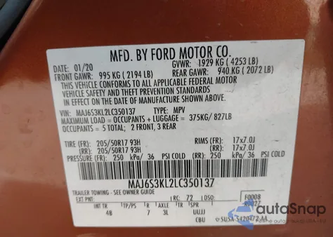 2020 Ford Ecosport Titanium from USA, damaged, VIN MAJ6S3KL2LC350137